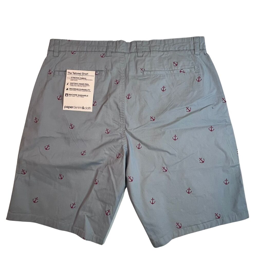 Paperdenim & Cloth Shorts Mens 36 Blue Anchors Casual Preppy Golf Resort Chinos - Picture 2 of 14